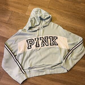 VS PINK CROP HOODIE baby blue size Medium